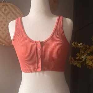 Aerie Orange Ribbed Sleeveless Crop Top